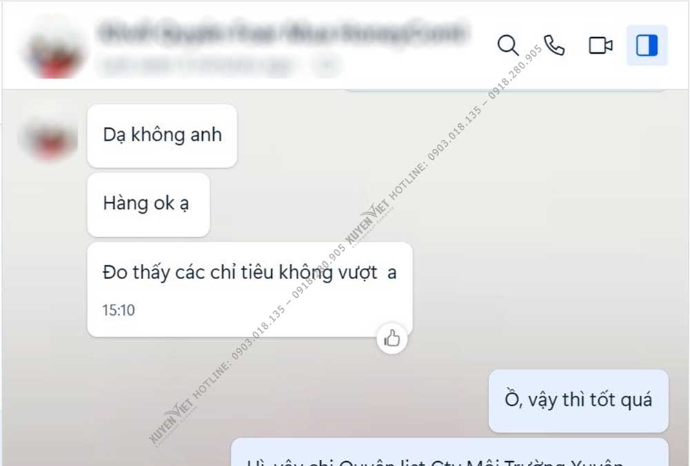 Danh gia cua khach hang ve san phan than to ong loc khi tai Xuyen Viet - Than hoạt tính tổ ong lọc khí - khử mùi công nghiệp